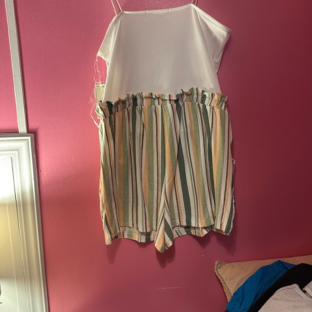 Striped Button-Front Romper - Picture 5 of 6
